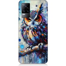 Vivo V21E Uyumlu Renkli Dallar Üzerinde Baykuş  Desenli Silikon Kılıf