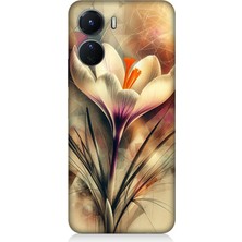 Vivo V16 Uyumlu Soyut Çiçek Fırça Darbesi  Desenli Silikon Kılıf