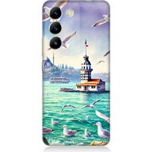 Vivo V30 Lite Uyumlu Martılar Arasında Kız Kulesi  Desenli Silikon Kılıf