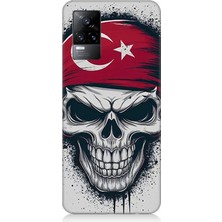 Vivo V21E Uyumlu Bayraklı Kuru Kafa  Desenli Silikon Kılıf