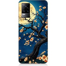 Vivo V21E Uyumlu Ay Altında Kiraz Çiçeği  Desenli Silikon Kılıf