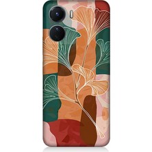 Vivo V16 Uyumlu Soyut Yapraklı Kompozisyon  Desenli Silikon Kılıf