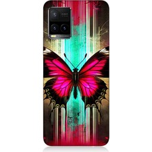 Vivo Y53S Uyumlu Neon Kanatlı Kelebek  Desenli Silikon Kılıf
