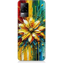 Vivo V21E Uyumlu Patlayan Renkli Çiçek Fırçası  Desenli Silikon Kılıf