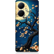 Vivo V29 Lite Uyumlu Ay Altında Kiraz Çiçeği  Desenli Silikon Kılıf