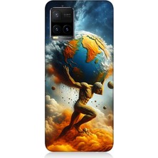 Vivo Y53S Uyumlu Dünyayı Taşıyan Atlas  Desenli Silikon Kılıf