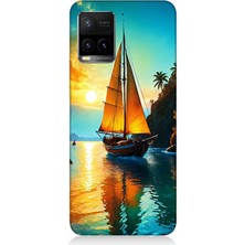 Vivo Y53S Uyumlu Gün Batımında Yelkenli Tekne  Desenli Silikon Kılıf