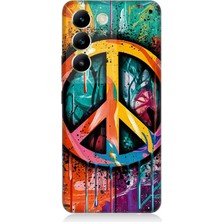Vivo V30 Lite Uyumlu Renkli Barış Işareti  Desenli Silikon Kılıf
