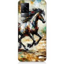 Vivo V21E Uyumlu Sıçrayan Güçlü Vahşi At  Desenli Silikon Kılıf