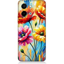 Vivo Y28 Uyumlu Bahar Esintisinde Renkli Papatyalar  Desenli Silikon Kılıf