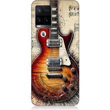 Vivo Y53S Uyumlu Nostaljik Gitar ve Nota  Desenli Silikon Kılıf