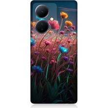 Vivo V29 Lite Uyumlu Gökkuşağı Çiçek Bahçesi  Desenli Silikon Kılıf