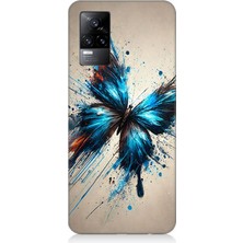 Vivo V21E Uyumlu Parçalanan Renkli Kelebek  Desenli Silikon Kılıf