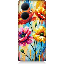 Vivo V29 Lite Uyumlu Bahar Esintisinde Renkli Papatyalar  Desenli Silikon Kılıf