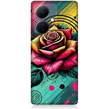 Vivo V29 Lite Uyumlu Neon Gül Renk Patlaması  Desenli Silikon Kılıf