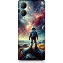 Vivo Y17S Uyumlu Galakside Yalnız Astronot  Desenli Silikon Kılıf