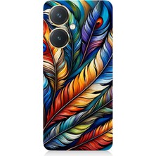 Vivo Y27 Uyumlu Gökkuşağı Tüylerin Uyumu  Desenli Silikon Kılıf