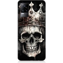 Vivo V21E Uyumlu Taçlı Karanlık Kurukafa  Desenli Silikon Kılıf