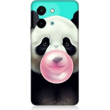 Vivo Y28 Uyumlu Sakız Çiğneyen Tatlı Panda  Desenli Silikon Kılıf
