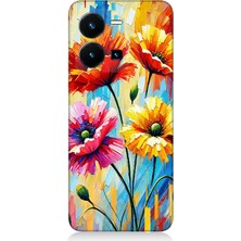 Vivo Y35 Uyumlu Bahar Esintisinde Renkli Papatyalar  Desenli Silikon Kılıf