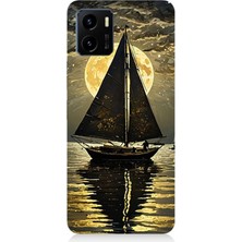 Vivo Y15S Uyumlu Altın Ayda Yelkenli  Desenli Silikon Kılıf
