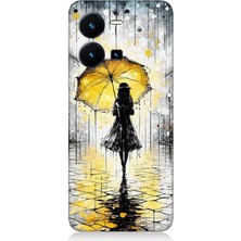 Vivo Y22S Uyumlu Yağmurda Sarı Şemsiye Altında  Desenli Silikon Kılıf
