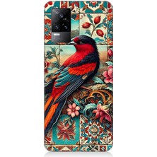 Vivo V21E Uyumlu Çini Desenli Kuş Kompozisyonu  Desenli Silikon Kılıf