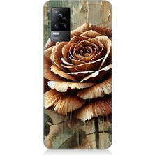 Vivo V21E Uyumlu Altın Bronz Gül Zarafeti  Desenli Silikon Kılıf
