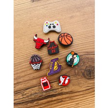 Birikiyedi Crocs Jibbitz Terlik Süsü Basketbol Figürleri,youtube ,kahve 9 Lu Set