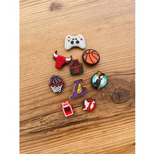 Birikiyedi Crocs Jibbitz Terlik Süsü Basketbol Figürleri,youtube ,kahve 9 Lu Set