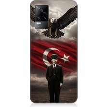 Vivo V21E Uyumlu Bayrak ve Mustafa Kemal Atatürk  Desenli Silikon Kılıf
