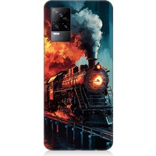 Vivo V21E Uyumlu Buharlı Tren Yolculuğu  Desenli Silikon Kılıf