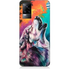 Vivo V21E Uyumlu Soyut Arka Planda Uluma  Desenli Silikon Kılıf