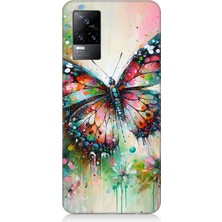 Vivo V21E Uyumlu Parıltılı Kanatlı Gökkuşağı Kelebeği  Desenli Silikon Kılıf