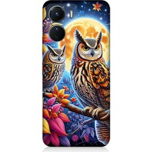 Vivo V16 Uyumlu Dallarda Bilge Baykuşlar  Desenli Silikon Kılıf