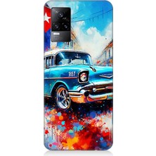 Vivo V21E Uyumlu Küba Renklerinde Klasik Araba  Desenli Silikon Kılıf