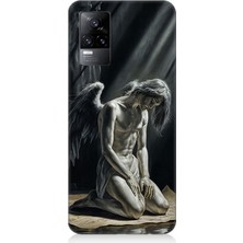 Vivo V21E Uyumlu Gölgede Diz Çöken Melek  Desenli Silikon Kılıf