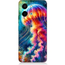 Vivo Y28 Uyumlu Renkli Denizanası Derinlikte  Desenli Silikon Kılıf