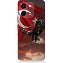 Vivo Y28 Uyumlu Bayrak Kızıllıkta Kartalın Kanatları  Desenli Silikon Kılıf