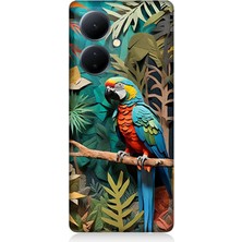 Vivo V29 Lite Uyumlu Ormanda Tropik Papağan  Desenli Silikon Kılıf
