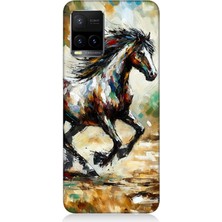 Vivo Y53S Uyumlu Sıçrayan Güçlü Vahşi At  Desenli Silikon Kılıf