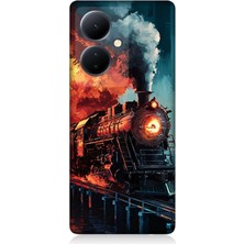 Vivo V29 Lite Uyumlu Buharlı Tren Yolculuğu  Desenli Silikon Kılıf