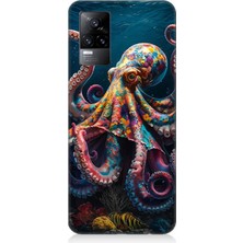 Vivo V21E Uyumlu Derinliklerde Sekiz Kol Ahtapot  Desenli Silikon Kılıf
