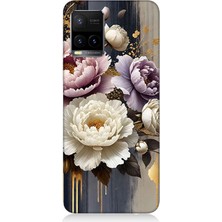 Vivo Y53S Uyumlu Altın Gölge Peony Büyüsü  Desenli Silikon Kılıf