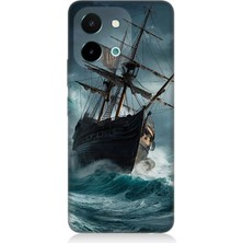 Vivo Y28 Uyumlu Fırtınada Eski Gemi  Desenli Silikon Kılıf