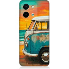 Vivo Y28 Uyumlu Sahilde Mavi Karavan  Desenli Silikon Kılıf