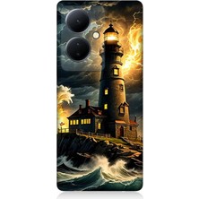 Teknomeg Vivo V29 Lite Uyumlu Fırtınada Işık Kulesi  Desenli Silikon Kılıf