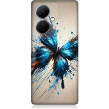 Teknomeg Vivo V29 Lite Uyumlu Parçalanan Renkli Kelebek  Desenli Silikon Kılıf