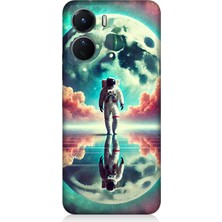 Teknomeg Vivo V16 Uyumlu Ay Yolu Astronot Yolculuğu  Desenli Silikon Kılıf