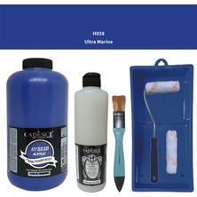 Cadence Mobilya Boyası -  Multisurface H - 038 Ultramarine 2lt Ultimate Parlak Vernik 500 ml  Saten Rulo Set